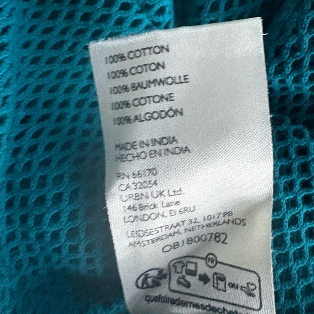 Free People Siggi Mesh Button-Up Shirt Crystal Teal Large - Picture 9 of 9